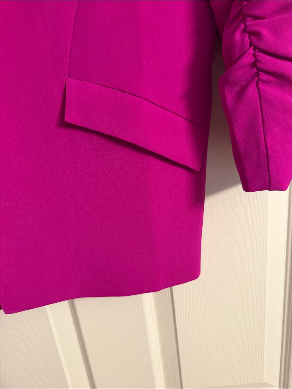 Skies Are Blue Fuchsia Open-Front Blazer with Floral Lining - Picture 5 of 6